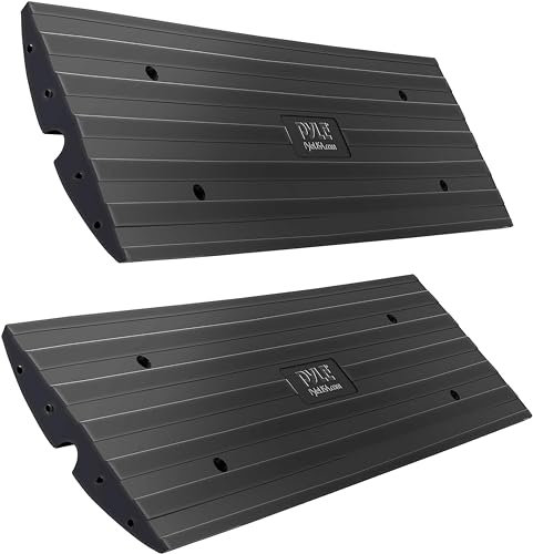 Pyle Rampe Voiture - Rampe de Trottoir/Seuil de 1,22 m - Ensemble de 2 Pièces pour Voiture, Camion, Scooter, Vélo, Moto, Mobilité en Fauteuil Roulant - Noir