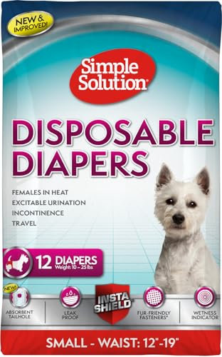 Simple Solution Einweg-Hundewindeln für Hündinnen, super saugfähig, auslaufsicher, für Frauen bei Hitze, aufgeregtes Urinieren, Inkontinenz oder Welpentraining, klein, 12 Stück