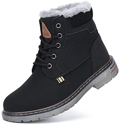 Mishansha Kinder Winterschuhe Jungen Mädchen Gefüttert Boots Schwarz 36
