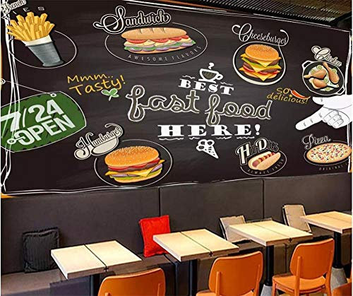 Yimesoy Benutzerdefinierte Tapete 3D Wandbild Europäische Pizza Dessert Shop Tafel Wandfarbe Graffiti Wohnzimmer 3D Tapete Wandbilder 250Cm(W)×175Cm(H)