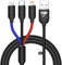 Yosou Multi Charger Cable 3 in 1 Charging Cable 1.2M Multiple USB Cable Nylon Multi Lead with iP Micro USB Type C Connector for iPhone 11 12 XR 10, Android Galaxy S20 S9 S7 J6 A10, Huawei, Sony, PS4