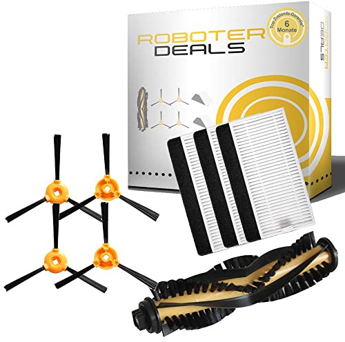 Zubehör Set, Ersatzteile Kit für Ecovacs Deebot 500, 501, D500 u. D501 (3x Filter, 4x Seitenbürste, 1x Hauptbürste)