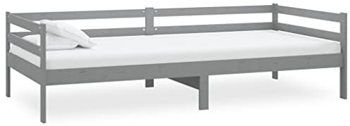 vidaXL Massivholz Kiefer Tagesbett Bettsofa Sofa Bett Einzelbett Sofabett Schlafsofa Bettgestell Holzbett Gästebett Massivholzbett Grau 90x200cm