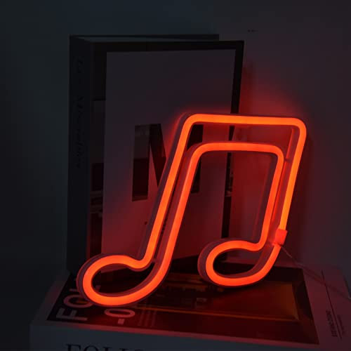 Les-Theresa Neon Light Sign Lamp, Musical Note Sign Led Music Note Neon Night Light Concert Wall Lamp Party Music Studio Sign Room Decor for Bar Room Wall Decor (Red)
