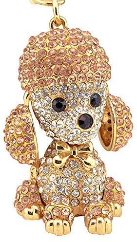 Shining crown süßer Hund Strass Schlüsselanhänger für Frauen funkelnde Legierung Taschen-Geldbörsen-Dekorationsanhänger Charm-Auto-Schlüsselanhänger süßes Taschenzubehör (Champagner)