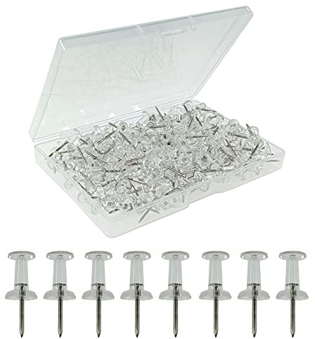 ZHIYE 100pcs Clear Push Pins, Drawing Pins Thumbtacks with Storage Box for Home Office Board Notice Board