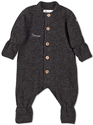Sterntaler Baby Jungen Overall Baby Overall - Overall Baby - aus Merino Wolle mit Stickerei und Knopfleiste - anthrazit meliert, 68