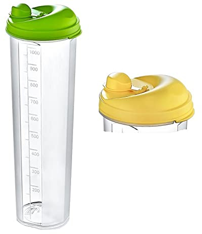 Radami Öl - und Dressingshaker Messbecher Aufbewahrungsbox Dressing Shaker Set - 2 STÜCK 1x 1000ml und 1 x 500ml