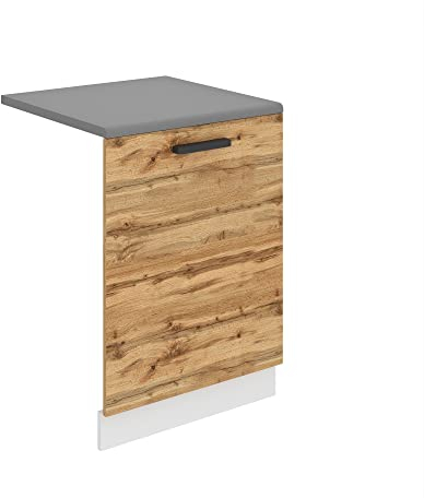 BELINI | Pannello anteriore per lavastoviglie 60 cm | Pannello frontale da cucina per lavastoviglie con manico | con battiscopa | 60 x 71,5 x 1,6 cm | rovere Wotan