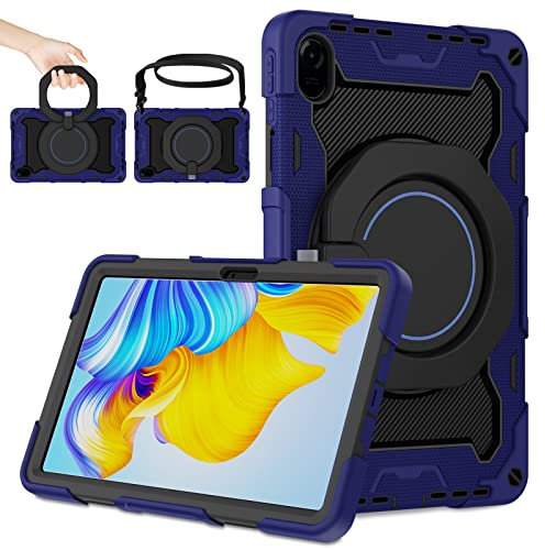 ROISKIN for Honor Pad 8 12 Inch Case 2022 for Kids,Heavy Duty Shockproof Cover with Screen Protector & Rotating Stand & Shoulder Strap & Pencil Holder,Blue