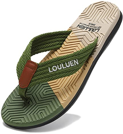 CELANDA Flip-On Zehentrenner Herren Flip Flops Badelatschen Strandschuhe Duschlatschen Freizeit Zehenstegpantolette Beach Sandalen,A Grün Gr.45