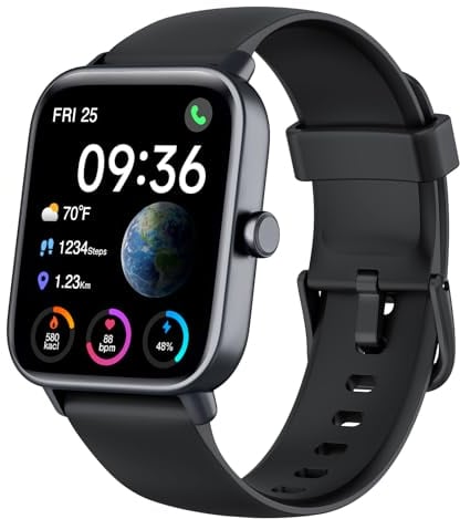 Smartwatch con Alexa Integrato (Effettua/Risposta Chiamate), 1.8 Schermo Smartwatch Monitor del 24H Cardiofrequenzimetro/SpO2/Sonno, Impermeabile 5ATM, 110 Modalità Sport, Contapassi per IOS/Android