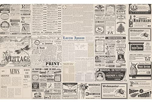 COJIC Old Newspaper Wallpaper in Europe and America in 1980s and 1990s and Murals in Milk Tea Shops and Dessert Shops Papel DE Parede 500cm(W) x300cm(H)