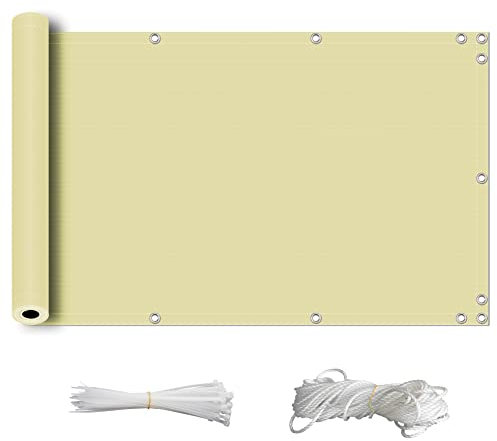 ZQXFZ Balkon Sichtschutz Balkon 150x250cm Balkon Dekoration Oxford-Stoff Sichtschutz, SchattenküHlung, Uv-Schutz Unsichtbar Von Innen Oder AußEn Balkon Sichtschutz -Sandgelb.