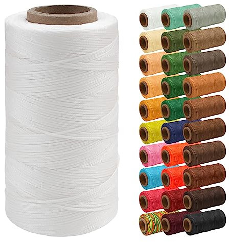 Uiopa Wachsfaden, 1mm x 200m Flacher Ledergarn Gewachst, Leder Nähen Faden Sattlergarn Gewachste für Nähprojekte, Reparatur, Buchbinden, DIY Basteln