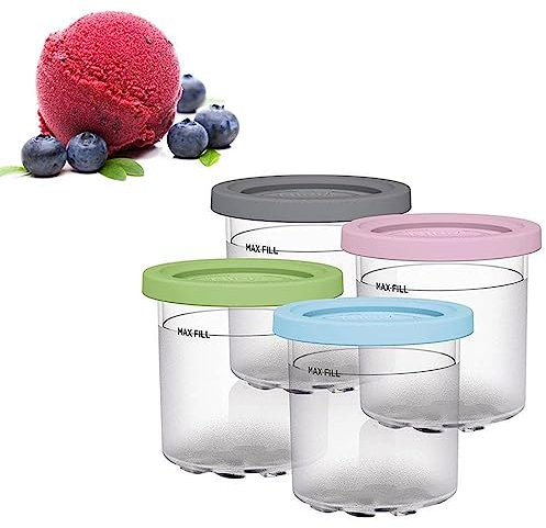 Gfamous 4 recipientes para creami para creami ninja, recipiente de repuesto para ninja, recipiente para helados con tapa, pintas de creami y tapa, con máquina de hielo de la serie NC301 NC300 NC299AMZ