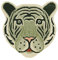 RugVista Fun Tiger Teppich, Kinderzimmerteppich, 100 x 100 cm, Oval, Kinderteppich für Kinder, Wolle, Spielteppich Babys Junge Mädchen, Keine schädlichen Stoffe, Grün