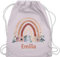 Turnbeutel Rucksack - Boho - Geschenk Regenbogen mit Name personalisiert I Rainbow - Unisize - Pastell Rosa - personalisierter beutel kindergartenbeutel bohemian blume stoffbeutel