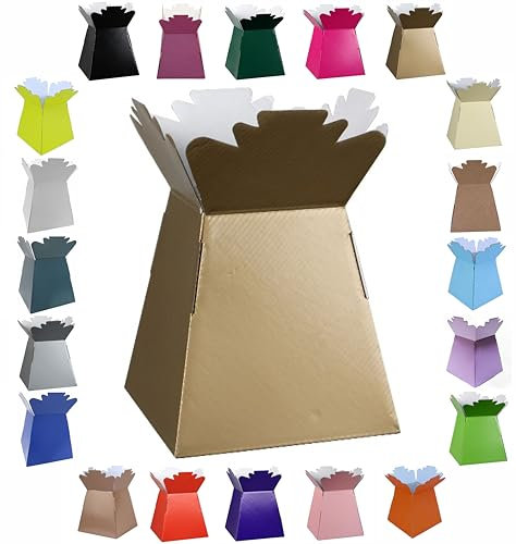 Glossy Vibrant Bouquet, Flower Box/Vase - Transportation Display, Presentation Boxes (1, Gold)