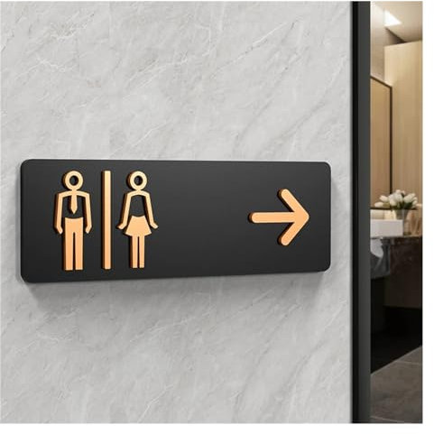 Cartello Bagno Semplici cartelli for il bagno di uomini e donne WC Guida for i servizi igienici pubblici Indice dei segni Hotel a sinistra e a destra Segnale di richiesta del bagno in acrilico per Hot