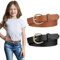 2 Stück Elastischer Gürtel Kinder, Verstellbarer Leder Taillengürtel für Kinder Kindergürtel Dünner Taillengürtel Für Mädchen Kinder Gürtel Ledergürtel Skinny Belt (Schwarz, Kamel, 82cm × 2.2cm)