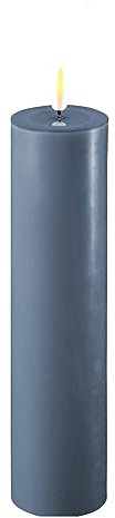 ReWu LED Kerze Deluxe Homeart, Indoor LED-Kerze mit realistischer Flamme auf einem Echtwachsspiegel, warmweißes Licht - Ice Blue 5 x 20 cm