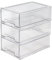 Saedy 3-Pack 6 Quart Clear Plastic Stacking Storage Drawer Unit, Small Desktop Storage Drawers, F