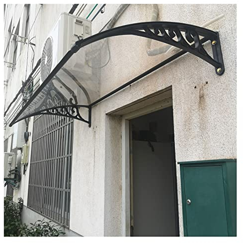 Außenfenster-Markise, transparente Polycarbonat-Haustürüberdachung, Terrassenüberdachung, Dachüberdachungen, UV-Regen, Schnee, Sonnenlichtschutz, Hohlblech (Farbe: transparent, Größe: 60 cm