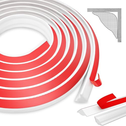 3M Flexible Zierleisten Selbstklebend Deckenleisten - 27mmx20mm - TPE Dreieck Deckenleisten Selbstklebend, Stuckleisten Wand Decke, Abschlussleiste Küchenarbeitsplatte, für Wandkanten, Fliesenkanten