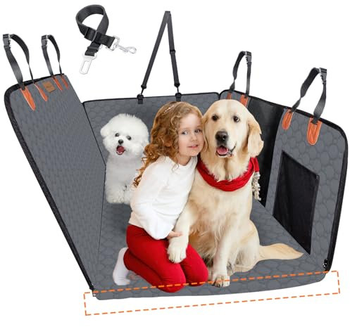MILA&LOUIS Hund Auto Rückbank, Auto Hundedecke Rücksitz mit Harter Unterseite, Hunde Autositz Rückbank Wasserdicht Kratzfest rutschfest, Rückbank Schutz Hund, Hundesitz Auto Rückbank für Auto SUV