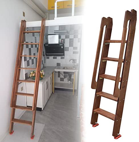 JYHUHGRG Bunk Bed Ladder Brown Twin Bed Bunk Ladder, Universal 4 Step/ 5 Step Climb Ladder with Handle, Wooden Rv Ladder for Adults Dorm Boat Loft, Load 150kg