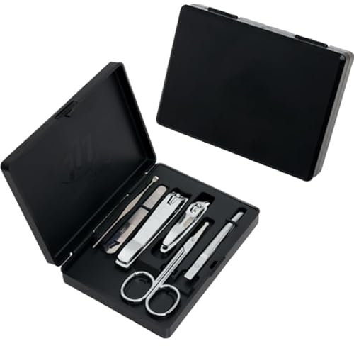 777 Three Seven TS-4800VC Nail Care Set - 6 Essential Tools, Made in Korea, 50 Years Heritage, Black / Chrome