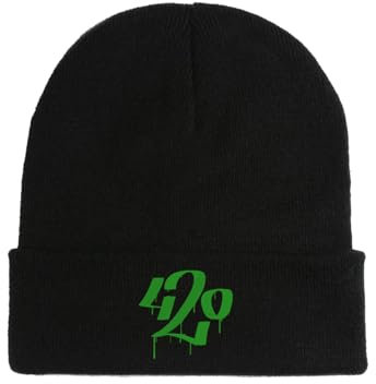 420 Graffiti Style Logo Bestickte Beanie Mütze Wintermütze Schwarz, Schwarz , Einheitsgröße