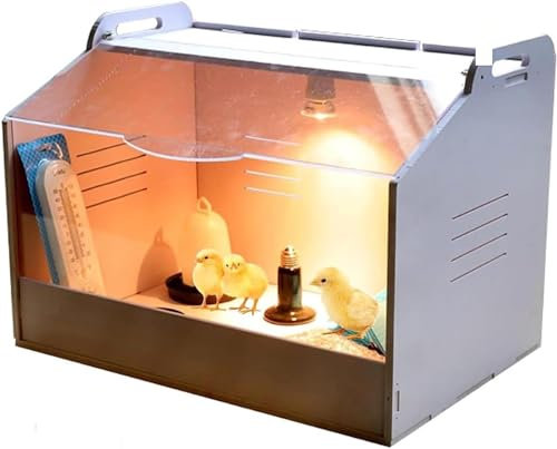 Chick Brooder Box with Thermostat and Light Bulb Kit - Ideal for Chicken Duck Bird Lizard, Warms Up to 15 Chicks - Transparent Acrylic Window Included