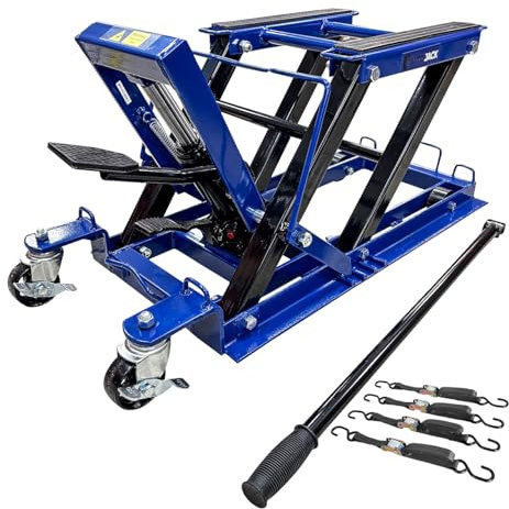 Autojack HML400 400kg Hydraulic Motorcycle Lift Heavy Duty Scissor Jack for Motorbikes, ATVs & Dirt Bikes with Safety Locks, Ratchet Straps & Adjustable Height