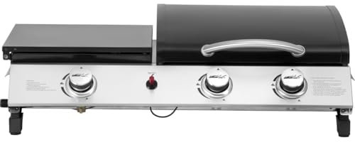 Habitat et Jardin Plancha de Gas con Tapa Rasio - 7,5 KW - 3 Fuegos - Negra