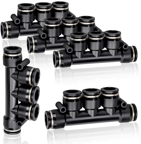 Bwintech 5 piezas 6 mm pulg. de diámetro exterior racores rectos de plástico de 5 vías y cierre rápido para conductos de aire PK-6