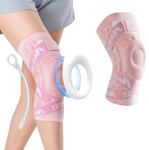 Shyllin Ginocchiera Ortopedica, Tutore Ginocchio Legamenti Menisco, Ginocchiera Sportiva, Ginocchiera Ortopedica Rotulea con Stabilizzatori Laterali, Fascia Ginocchio (Rosa, S)
