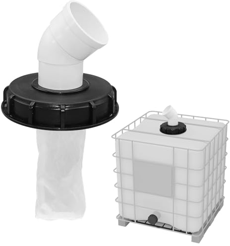 IBC Deckelfilter, 45°IBC Filter, Rainwater Filter, IBC Filterdeckel mit Bogen, Rohröffnung 83mm, IBC Tank Filter Zubehör Lid für Regenwassertank