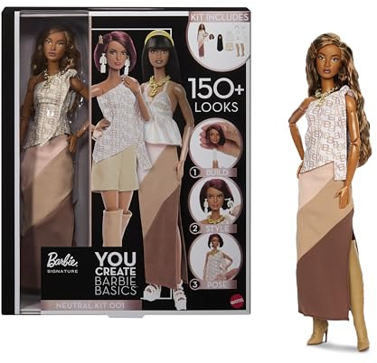 Barbie Basics You Create Kit Neutre 001 Poupée et Tenues | Poupée à personnaliser et vêtements universels, corps articulé, têtes interchangeables, JJX35