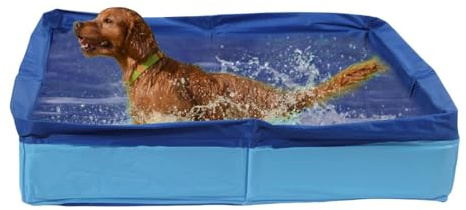 Klein Rechteckig Hundepool Faltbar, Planschbecken Hund, Hundeschwimmbecken, PVC Faltbares Hundebadwanne Quadratischer Form