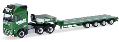 Herpa Model Truck Volvo FH GL XL 2020 low-loader semi-trailer Kübler, miniature scale 1:87, collectible, Made in Germany, plastic