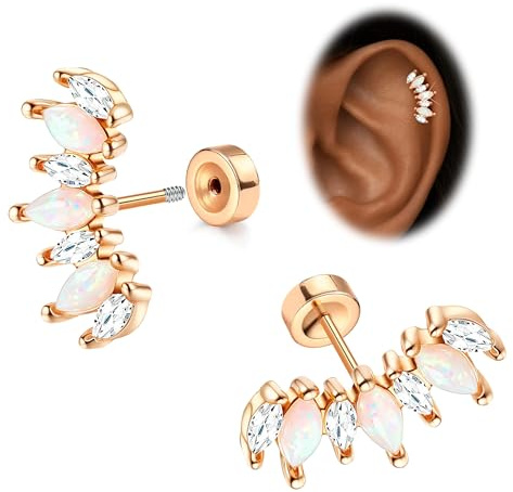 Morfetto 16G Hypoallergenic Helix Piercing Jewellery 14K Gold Plated | Flat Back Earrings for Women Men Surgical Steel Sleeper Studs for Conch Tragus Cartilage Non Tarnish Waterproof Jewellery 6mm