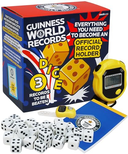 Guinness World Records 2026 Dice Kit - Record Breaker Kit - Dice Games For Kids & Adult - World Record Holder - Official Guinness Book Records - Achievement Stacking Games - Stocking Fillers For Kids