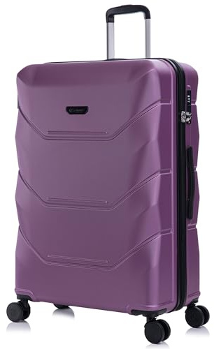 Rocklands® Large Suitcase Hard Shell Thick ABS with TSA Combination Lock, 4 Dual Spinner Wheels, Lightweight Luggage Durable Travel Trolley Case (Purple, Large (28 Inch))