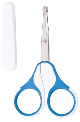 babynova Tijeras para Bebé con Tapa Protectora – Tijeras de Uñas de Acero Inoxidable con Puntas Redondeadas para un Corte Seguro de Uñas de Bebé – Mangos Antideslizantes – Sin BPA – Azul