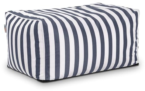 Jaxx Leon Outdoor Bean Bag Ottoman, Navy Striped