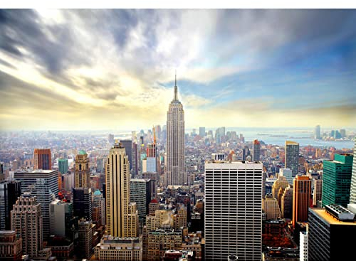 Runa Art Fototapete New York skyline Modern Vlies Wohnzimmer Schlafzimmer - Made in Germany - 308 x 220 cm Blau 9005010a