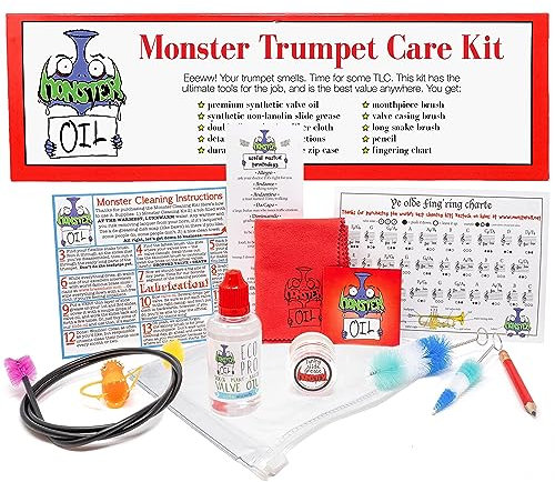 Monster Trumpet/Cornet Care and Cleaning Kit | Valve Oil, Slide Grease, and More to Take Care of and Clean Your Trumpet!
