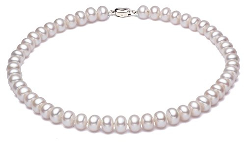 JYX Collier Perle Blanche d'eau Douce cultivé Blanc Collier Perle de Culture Classic à 18 Pouces